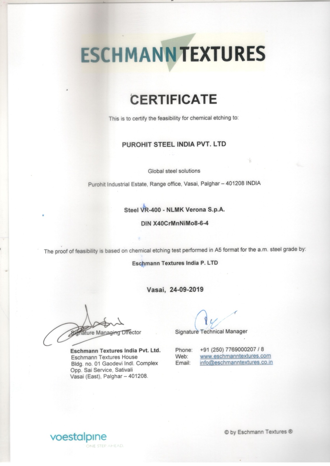 Safety Certificate